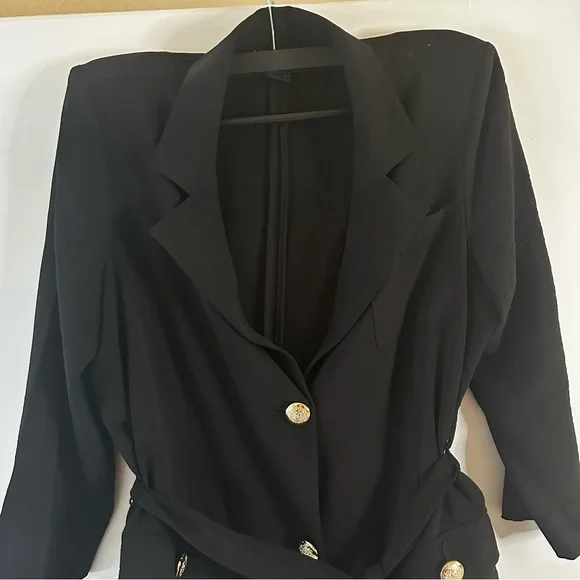 NYCC Women’s Black Casual Blazer with Belted Waist - Picture 3 of 7